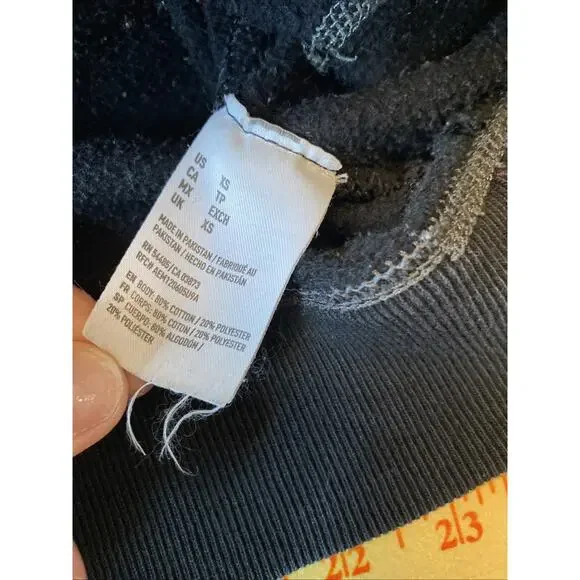 Y2K Vtg American Eagle Hoodie Men M Black Pullover Distressed Logo Fleece 1977 - Picture 5 of 8